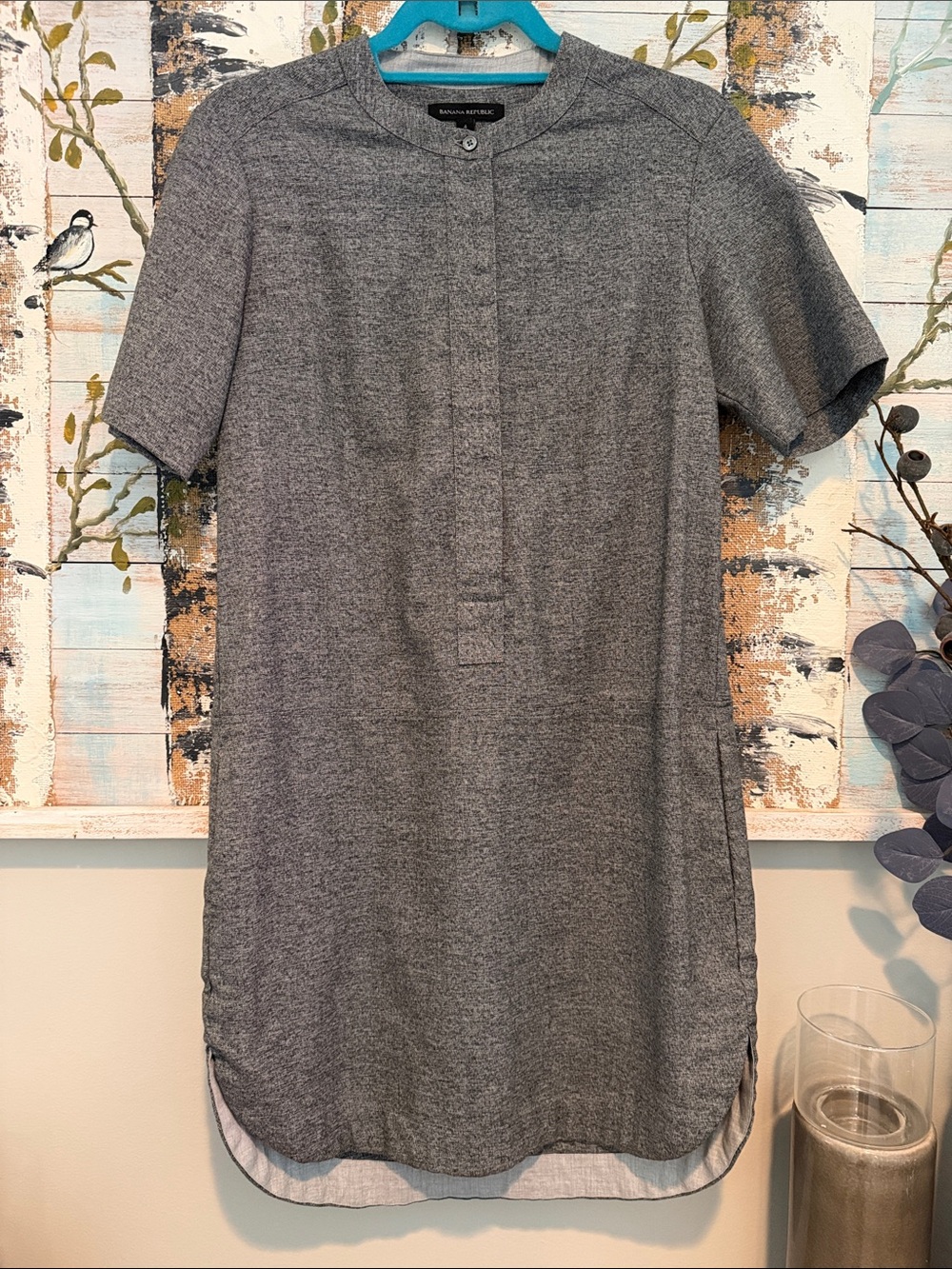 Banana Republic Heather Gray Short-Sleeve Tunic Dress